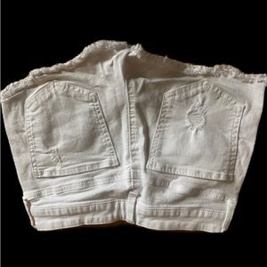 White frayed Denim Shorts